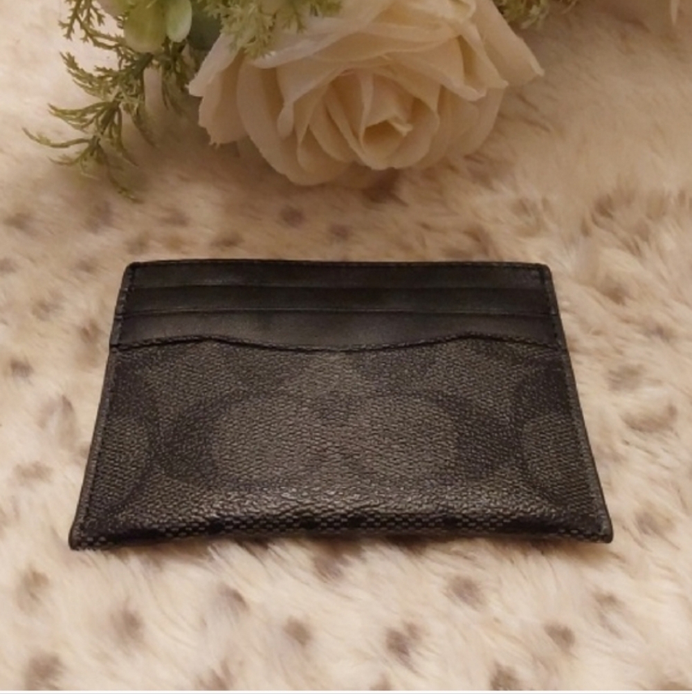 COACH Slim Jacquard Signature ID Card Holder